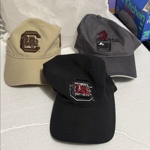 Set of Three Embroidered Caps U of South Carolina logos
